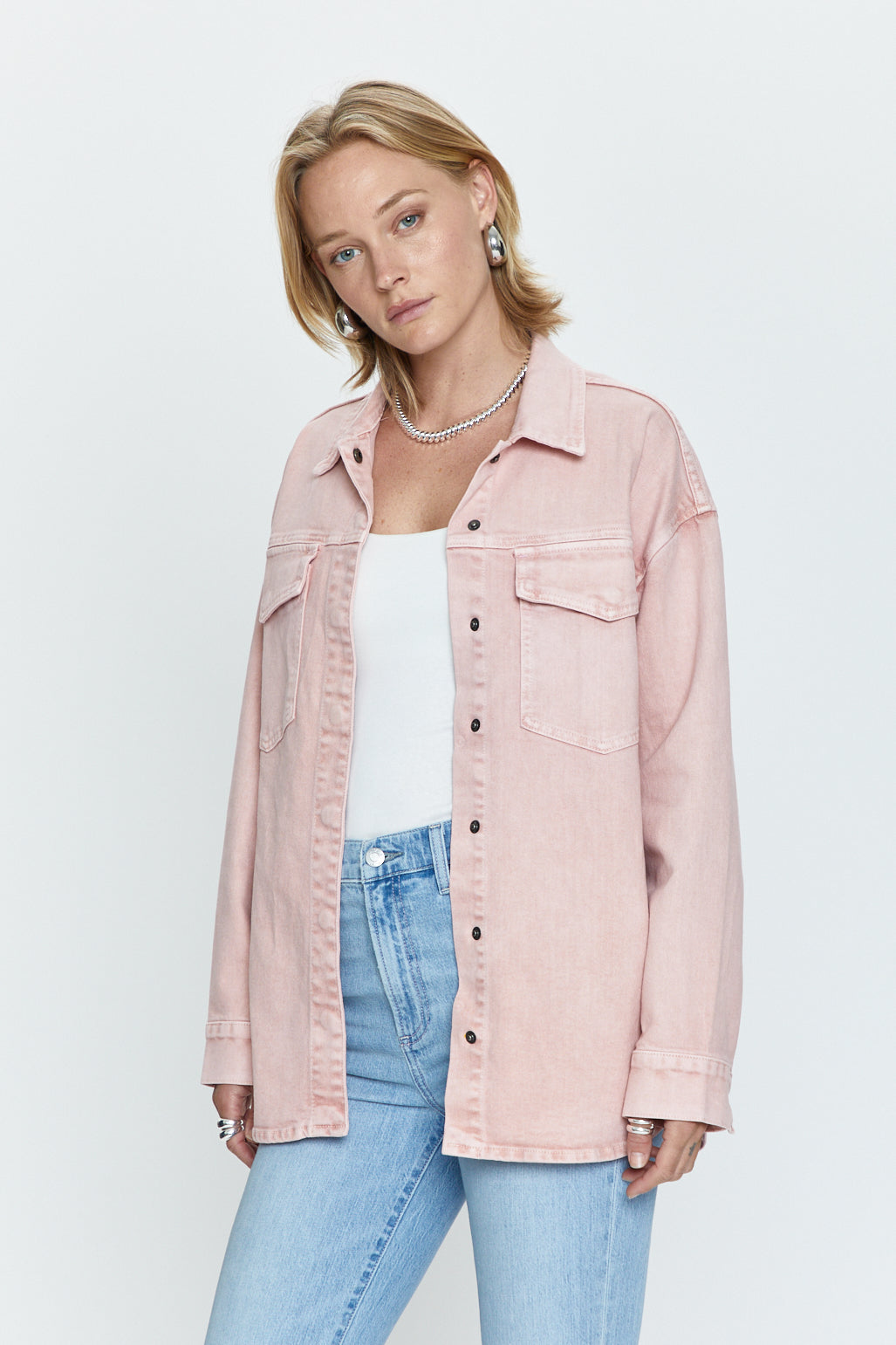 Mandy  Oversized Shacket - Mellow Rose Snow
            
              Sale